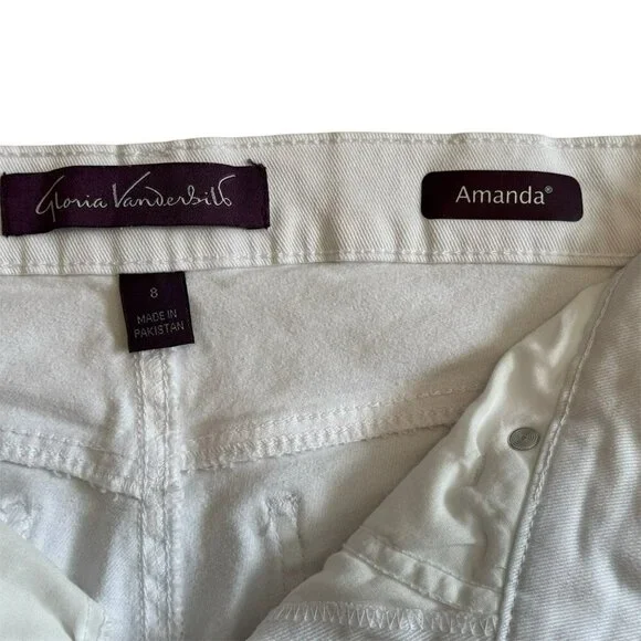 Gloria Vanderbilt Amanda White Denim Five Pocket Jeans Pants Women's SZ 8 - Picture 6 of 6